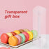 PAKIPER Chocolate Macaron Gift Boxes with Inserts,50 PCS Clear PET Plastic Gift Favor Boxes Candy Cookies Treat Boxes for Christmas,Wedding,Baby Birthday Party 6.3"x1.5"x1.4"