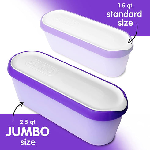 SUMO Ice Cream Containers for Homemade Ice Cream - 2.5 Quart Jumbo Size, Reusable Storage Tubs with Lids (1 Container, Purple)