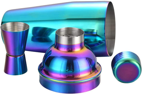 24 oz Cocktail Shaker Bartender Set, Stainless Steel Martini Shaker with Built-in Bartender Strainer & Popular Cocktail Recipes Booklet, Professional Bartender Tool for Home or Bar