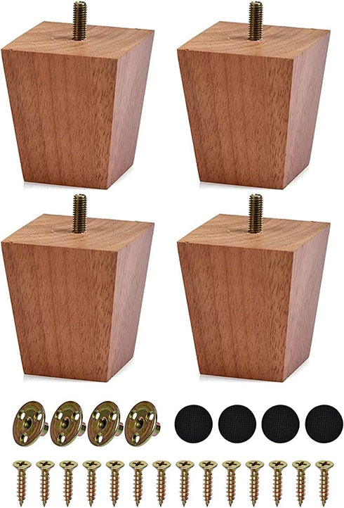 BUYGOO 3inch Wood Furniture Legs Sofa Legs Set of 4 Square Couch Legs Mid-Century Modern Replacement Legs for Armchair Recliner Coffee Table Dresser