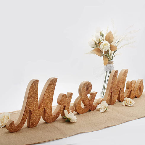 Mr & Mrs Sign for Wedding Table, Large Mr and Miss Wooden Letters, Party Decoration Head Table Wedding Wood Letter, Just Married Sign Anniversary Party Valentine's Day Decor,Rose Golden