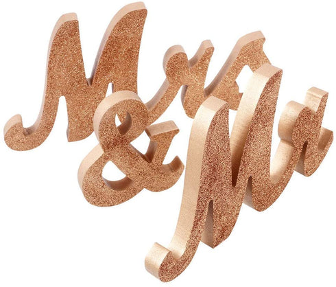 Mr & Mrs Sign for Wedding Table, Large Mr and Miss Wooden Letters, Party Decoration Head Table Wedding Wood Letter, Just Married Sign Anniversary Party Valentine's Day Decor,Rose Golden