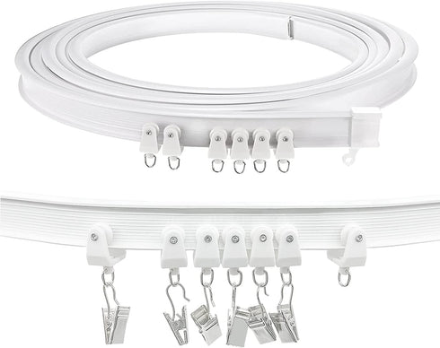 Ceiling Curtain Track, Flexible Bendable Ceiling Curtain Track Curved Curtain Track 12Ft Ceiling Track for Curtains Room Divider Curtain Rail Track Ceiling Wall Mount for RV Curtain Bay window