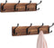 OROPY Rustic Wooden Coat Rack 2 Pack, Wall Mounted Heavy Duty Pine Wood Hat Hanger with 4 Black Metal Hooks for Entryway Bathroom Closet Organizer, Burnt Wood Color