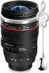 Camera Lens Coffee Mug,Comes with a Musical Note Spoon,Novelty Stainless Steel Camera Lens Mugs for Music Lover Photographer Filmmaker,by POXIWIN