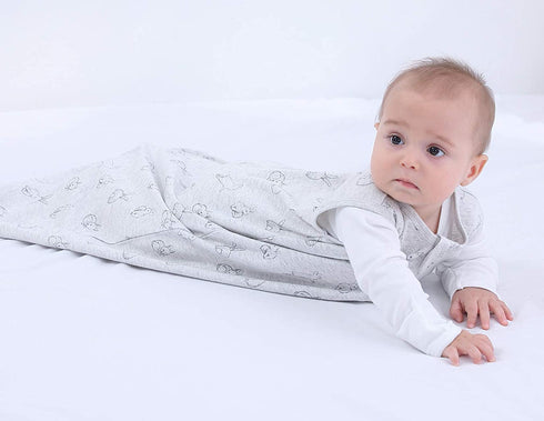 Baby Organic Cotton 0.5tog Wearable Blanket - Lightweight Sleeping Bag with 2-Way Zipper, Boys Girls Swaddle Transition Sleep Sack(Gray Rabbit, 12-18 Months)