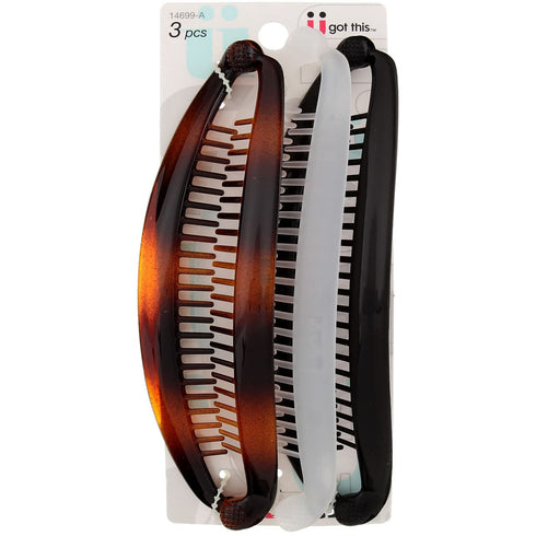 Scunci, Effortless Beauty, Banana Barrettes, 3 Count (Pack of 1)