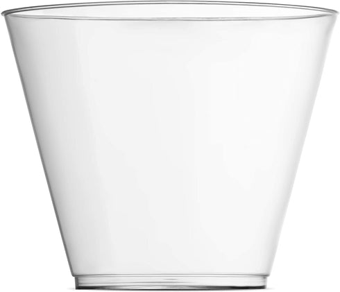 200 Clear Plastic Cups 9 Oz Old Fashioned Tumblers Fancy Disposable Wedding Party Cups Recyclable and BPA-Free