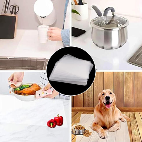 Rolin Roly 8PCS Plastic Placemats Clear Placemat Washable Non-Slip Heat Resistant Table Mats for Dining Translucent Kitchen Wipeable Pastry Mat