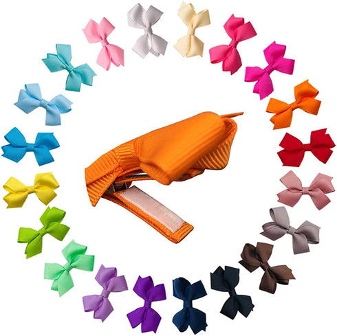 Ruyaa Toddler Hair Clips Fully Lined Baby Girls' Hair Accessories No Slip Infant Bow Newborn Barrettes Hair Pins 20 Colors Christmas Gifts