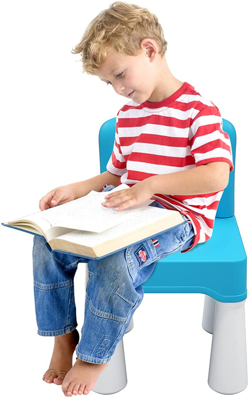 Plastic Kids Chair, Durable and Lightweight, 9.3" Height Seat, Indoor or Outdoor Use for Boys Girls Aged 2+ Blue