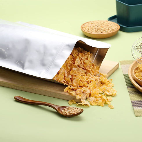 50pcs 1 Gallon Mylar Bags for Food Storage, Stand-Up Zipper Pouches Resealable and Heat Sealable Bags for Long Term Food Storage(10"x14", Extra Thick)