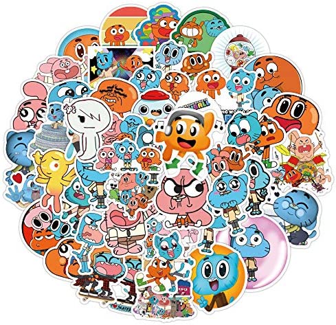 50 Pack The Amazing World of Gumball Stickers Water Bottles Laptop Car Hydroflasks Phone Guitar Skateboard Computer Anime Cartoon Vinyl Sticker Waterproof Decals for Teens Boys Girls Adults