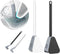 Toilet Cleaning Brush, (White/Black, 2-Piece Set) Golf Toilet Brush Holder Set, Toilet Brush 360° Deep Cleaning, Self Opening and Closing Water Proof Base, Non SlipToilet Brush Quick Drying