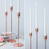 HUPPY Candlestick Holders Set of 3 Designed for Taper Candles, Decorative Candlestick Holder for Wedding, Dinning, Party, Fits 3/4 inch Thick Candle & Led Candles (Metal Candle Stand) (Rose Gold)