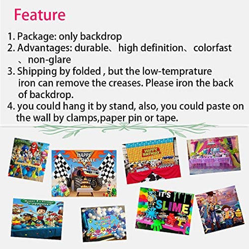 Monster Truck Backdrop Photography Photo Booth Props Children Happy Birthday Banner Supplies Grave Digger Speed Checkered Flag Photo Background Baby Shower Cars Party Decoration 5x3ft Vinyl