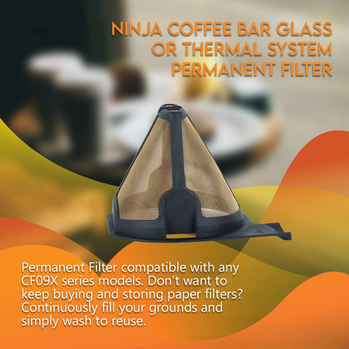 Replacement Reusable Filter for Ninja Coffee Bar Glass Thermal System Permanent Filter Compatible with any CF09X Series Models Part Number CFPFILTER90 - 1Piece