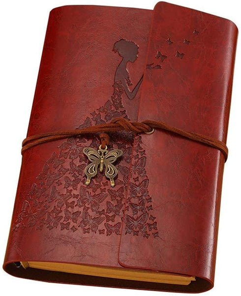 Leather Journal, MaleDen Vintage Spiral Bound Notebook Refillable Dairy Sketchbook Travel Journal to Write in with Blank Pages for Women Girls Gifts (A6, Red Brown)