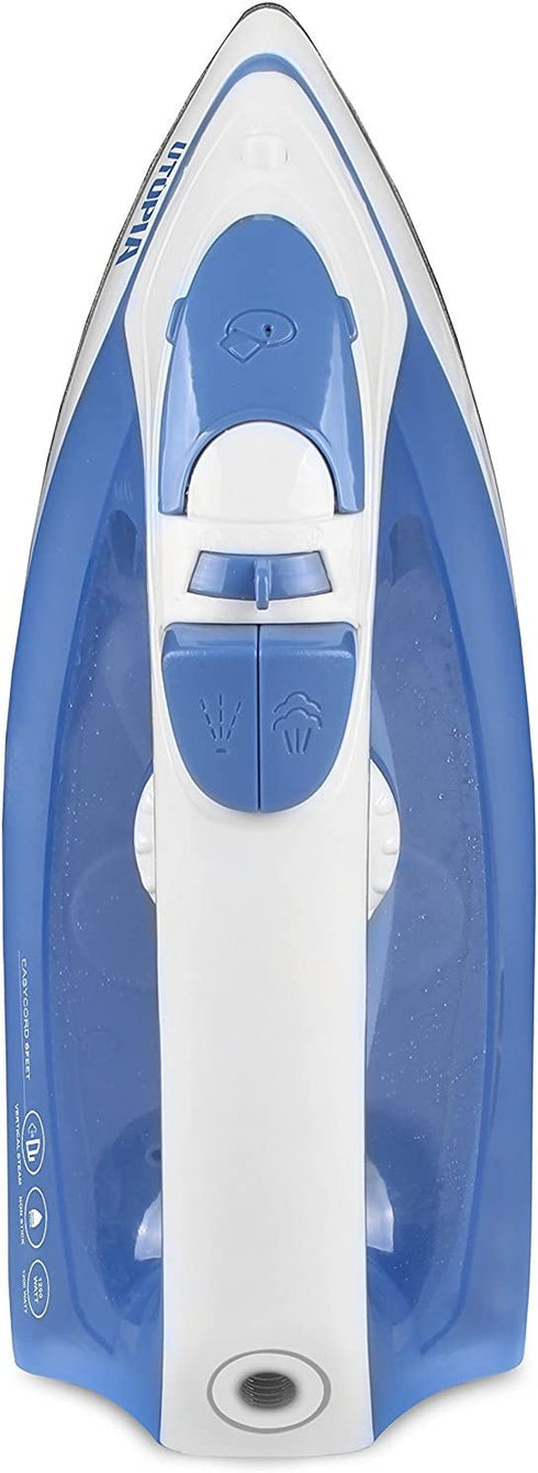 Utopia Home Steam Iron for Clothes with Nonstick Soleplate - 1200 Watt Lightweight Travel Iron - Clothes Iron with 360 Degree Swivel Cord - Iron with 200 mm Water Tank (Blue)