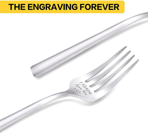 N/C I Forking Love You Dinner Funny Forks Kitchen Engraved Stainless Steel Silverware Fork Boyfriend Girlfriend Anniversary Gifts, Carnival, Valentines Gift, Wedding Registry Items Silver 21CM F-4