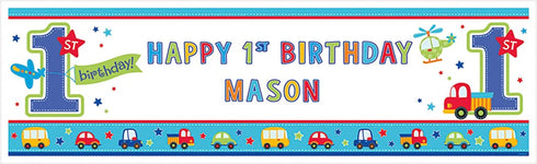 "All Aboard Boy" Personalized Giant Sign Banner, Birthday
