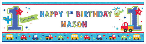 "All Aboard Boy" Personalized Giant Sign Banner, Birthday