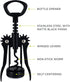 True Soar Matte Black Winged Corkscrew, Self Centering Worm, Bottle Opener