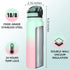 Fanhaw Water Bottles Stainless Steel Insulated Vacuum 20oz Water Bottle for Kids/Adults, 2 Lids Leak Proof Thicken Double Wall for Cold & Hot Beverages, BPA Free (Green-Pink)