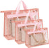 Regilt 3 PCS Transparent Handbag Storage Organizer Space-Saving Dust Cover Bag Dust-Proof Purse Storage Bag with Zipper and Handle (Pink, 3)