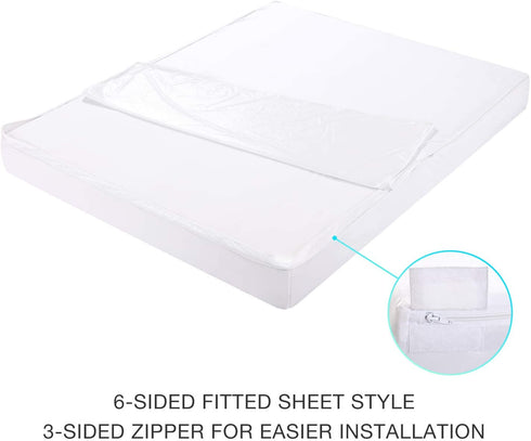 EXQ Home Mattress Cover Waterproof Mattress Protector Twin XL Size 6-Sided Zippered Mattress Encasement Fits 9-12 inch