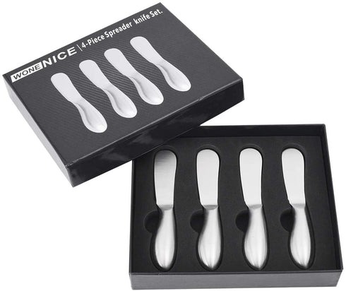 Spreader Knife Set, WoneNice 4-Piece Cheese and Butter Spreader Knives, One-piece Stainless Steel, Gifts for Father's Day/Christmas, Birthday/Parties, Wedding/Anniversary and Thanksgiving Day