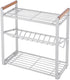 KES 3 Tier Spice Rack Organizer for Countertop, Spice Organizer for Kitchen, Seasoning Jars Condiment Sauce Organizer, Iron and Wood White, KSR512-WH