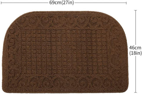 COSY HOMEER 27X18 Inch Anti Fatigue Kitchen Rug Mats are Made of 100% Polypropylene Half Round Rug Cushion Specialized in Anti Slippery and Machine Washable,Brown(3 pcs)