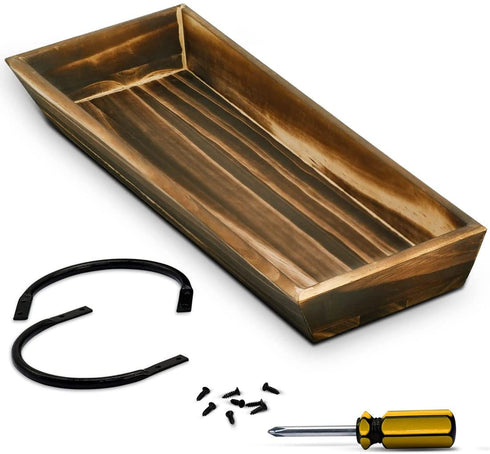 Aglary Wood Candle Holder with Metal Handle , Rustic Table Centerpiece Rectangle Decorative Tray for Display Candle, Dining Table, Wedding
