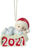 Precious Moments 211006 Baby™s 1st Christmas 2021 Dated Boy Bisque Porcelain Ornament , White