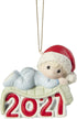 Precious Moments 211006 Baby™s 1st Christmas 2021 Dated Boy Bisque Porcelain Ornament , White