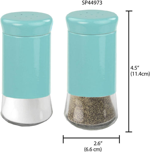 Home Basics Essence Collection Salt and Pepper Shaker Set, Turquoise Blue