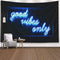Musesh Blue Neon Tapestry Good Vibes Only Words Glow in The Dark Tapestry for Bedroom Dorm Living Room 80X60 Inch