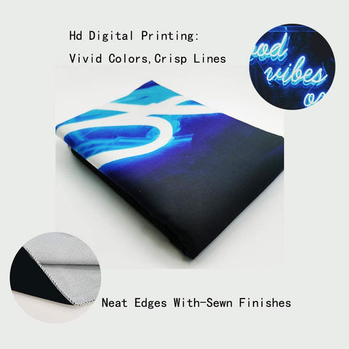 Musesh Blue Neon Tapestry Good Vibes Only Words Glow in The Dark Tapestry for Bedroom Dorm Living Room 80X60 Inch