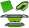 C.I.H. Collapsible Strainer | Collapsible Colander for Kitchen | 3 Piece Green Set | Large Over the Sink Strainer with Extendable Handles | Small Rectangular Strainer | Heat Resistant Utensil Rest