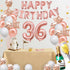 Fancypartyshop 36th Birthday Decorations - Rose Gold Happy Birthday Banner and Sash with Number 36 Balloons Latex Confetti Balloons Ideal for Girl and Women 36 Years Old Birthday Rose Gold