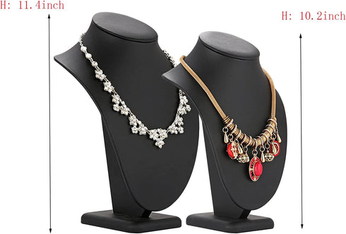 Necklace Jewelry Display Stand - Polmart Black Leatherette Tall Necklace Chain Jewelry Bust Display Holder Stand Necklace Pendant Holder Bust Stand Storage Decoration & Presentation (H:10.2")