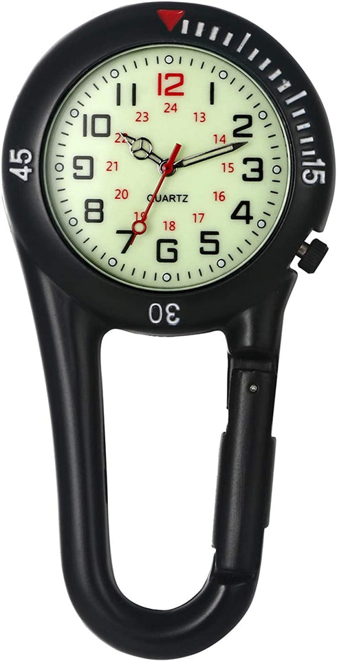 Lancardo Clip On Quartz Watch for Men and Women Glow in The Dark Backpack Buckle Belt Fob Watch for Doctors Nurses Chefs Hiking or Climbing