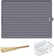 SiliQueen Silicone Drying Mat - 16 x 12 inches Toxic Free Dish Drying Mat for Kitchen, Countertop Mat, Dish Draining Mat, Sink Mat (Dark Grey)