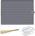 SiliQueen Silicone Drying Mat - 16 x 12 inches Toxic Free Dish Drying Mat for Kitchen, Countertop Mat, Dish Draining Mat, Sink Mat (Dark Grey)