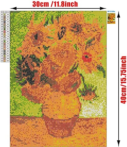 Diamond Painting Kits for Adults Kids Full Drill Crystal 5D DIY Diamond Gem Art Similane Beads Paint Craft for Children Home Wall Decor Gift (Van Gogh Sunflower-16x12in