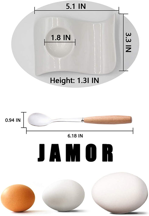 JAMOR White Porcelain Egg Tray,Wave-Shaped Ceramic Egg Cup Plate,Boiled Egg Cup Holder,For Hard And Soft Boiled Eggs,Ceramic Egg Holder For Breakfast,Brunch,Kitchenware,Home Kitchen Decoration (4)