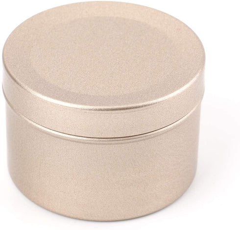 Foraineam 24 Pack 2 oz Round Tin Containers with Slip-on Lids - Aluminum Candle Tin Cans - Frosted Gold Empty Tins Metal Storage Travel Tin Jars