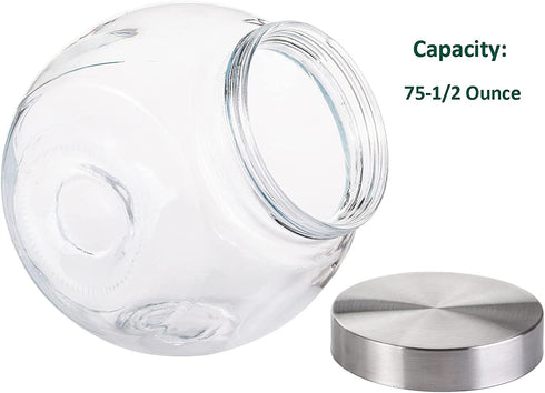 Nicunom 2 Pack Glass Candy Jar, 75 Ounce Cookie Jar with Lid Clear Candy Container, Kitchen Countertop Penny Canning Jars for Cookies, Snacks, Cakes, Food Safe, Wide mouth Opening