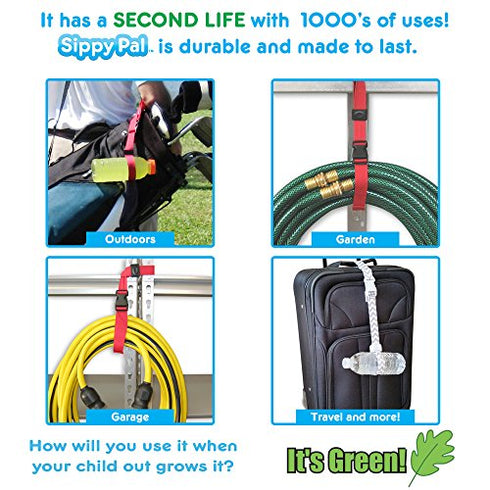 PBnJ Baby SippyPal Sippy Cup Holder Strap Leash Tether (Green Paisley 2-Pack)